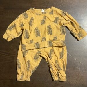 Kate Quinn Owls organic cotton jogger set 12m